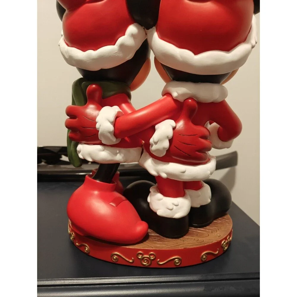 Rare Disney Mickey & Minnie Mouse Christmas Cookie Holder & Ceramic Tray - Clean